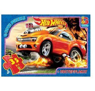 Пазл Хот Вилс + постер G-Toys (35 дет.) FW 701