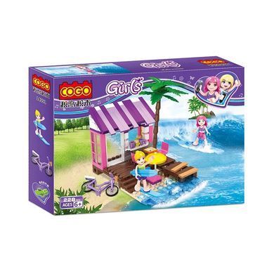 Конструктор Cogo Girls Бар у моря 4551, фигурки, серфингистки, 228 дет. блочный, игрушка для девочек
