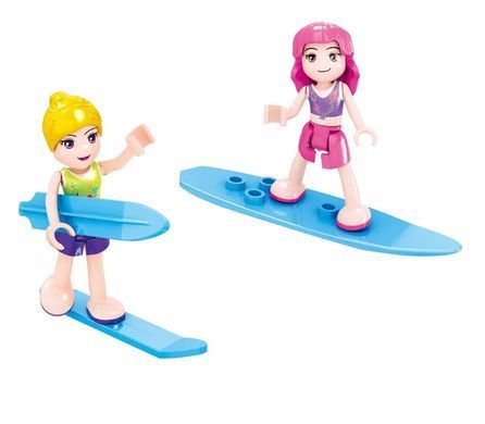 Конструктор Cogo Girls Бар у моря 4551, фигурки, серфингистки, 228 дет. блочный, игрушка для девочек