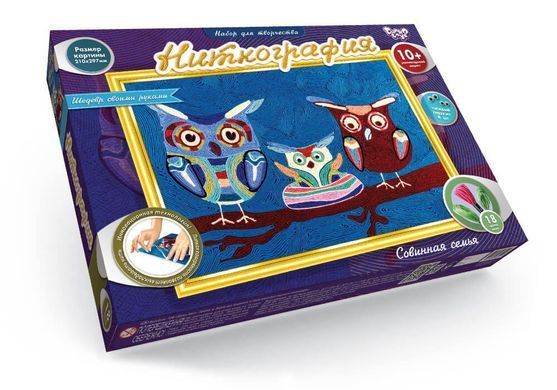 Набір для творчості Ніткографія Danko Toys NG-01-01 дитячий схема муліне рамка іграшка розвиваюча для дітей