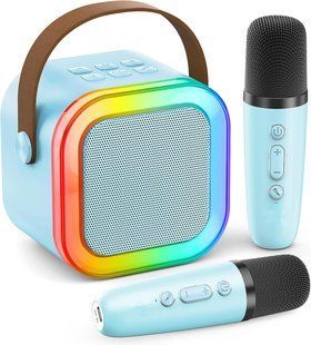 Караоке с 2 микрофонами и колонкой (Bluetooth, LED подсветка) С 65427 blue