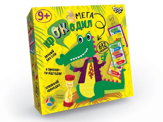 Настільна гра Мега Крокодил (укр) CROC-03-01U Danko Toys вікторина 112 карт для всієї родини дітей і дорослих