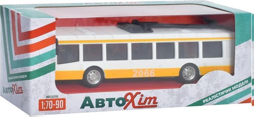 Реалистичная модель троллейбус (17 см, метал, инерция) АвтоХит M 5661