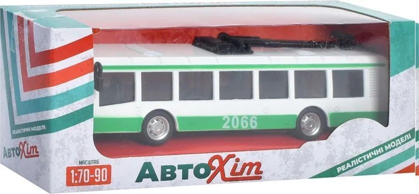 Реалистичная модель троллейбус (17 см, метал, инерция) АвтоХит M 5661