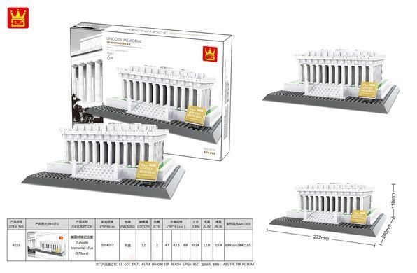 3д Конструктор Архитектура Мемориал Линкольна Lincoln Memorial USA 979 шт Wange 4216