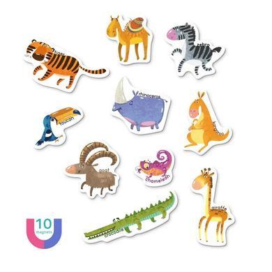Набор магнитов Звери Dodo 200205, Магнитные животные, развивающая игра, изучение англ., ДоДо, Mon game