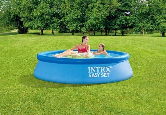 Великий надувний басейн Intex 28106 об'єм 1942 л, 244 х 61 см, сімейний басейн, літо, дача, вода відпочинок