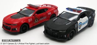 Детская коллекционная машинка Kinsmart CHEVROLET CAMARO KT5399WPR Police/Fire метал инерция открываются двери