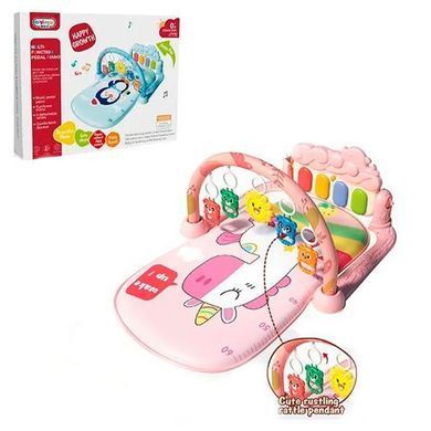 Коврик для младенца с игровым центром (пианино) и погремушками 368-9B/P/G