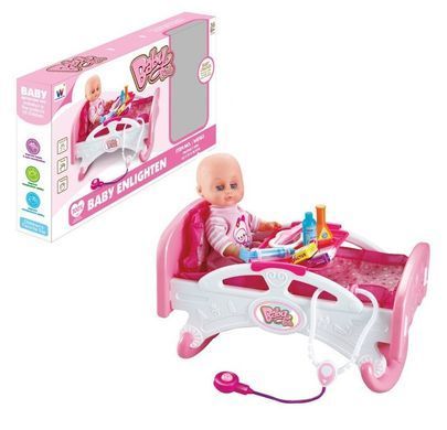 Игрушка пупс с кроваткой и набором доктора (30 см) W0183