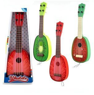 Детская гитара Фрукты (укулеле, 4 струны, медиатор) 376-1A