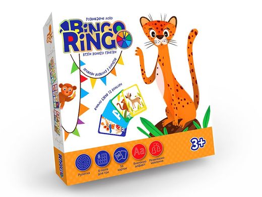 Настільна гра Bingo Ringo Danko Toys GBR-01-01U Бінго Рінго Лото алфавіт тварини кольори розвиваюча для дітей