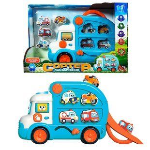 Музична іграшка Сортер-мандрівник WToys (автобус, машинки, запускач) 66648