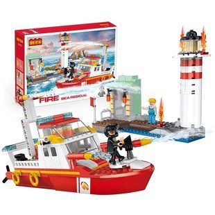 Конструктор Cogo Fire Рятувальна операція 3618, катер, маяк, блоковий, 411 дет., іграшка