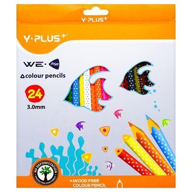 Олівці кольорові тригранні пластик (24 шт.) We-Fish Y-PLUS+ ТС150110