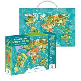 Магнитная карта мира Животные (магнитная доска, 36 магнитов) Dodo 200267
