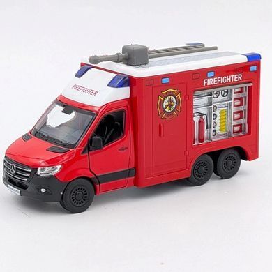 Модель автобуса Kinsmart Mercedes-Benz Sprinter (Пожарная машина, металлическая, инерционная) KT5478W