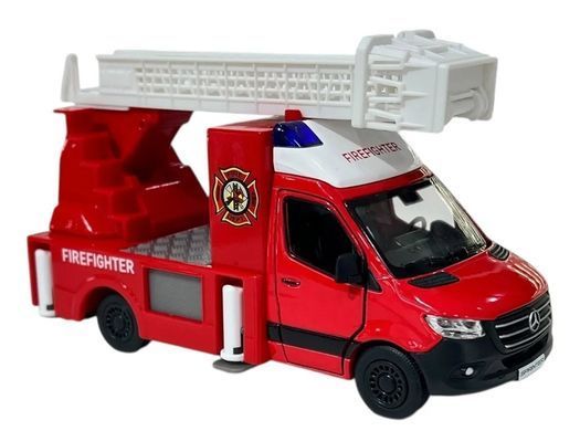 Модель автобуса Kinsmart Mercedes-Benz Sprinter (Пожарная машина, металлическая, инерционная) KT5478W