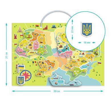 Магнітна карта України Dodo (магнітна дошка, 30 магнітів) 200268