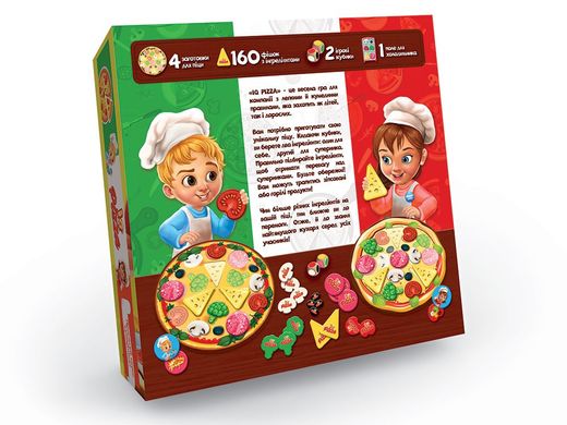 Настільна гра IQ Pizza (укр) Danko ToysG-IP-01U Піца заготовки з комірками фішки кубики розвиваюча для дітей дорослих сім'ї