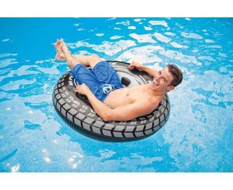 Круг надувной &laquo;Шина&raquo; с ручками Intex 56268, 114 см, детский, для взрослых, лето вода, отдых, мужской, отпуск
