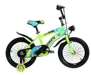 Велосипед двухколесный с фарой и страховочными колесами (16") BX-Т152 green-blue