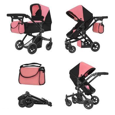 Коляска для ляльки 2 в 1 CARRELLO MAESTRO (з сумкою) 9651B+BAG PEACH PINK