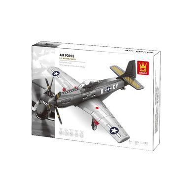 Конструктор Wange Винищувач P-51 Mustang Fighter 4006, літак 258 деталей, пластиковий, блоковий