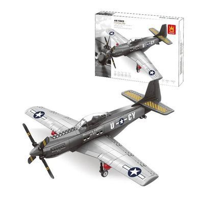 Конструктор Wange Винищувач P-51 Mustang Fighter 4006, літак 258 деталей, пластиковий, блоковий