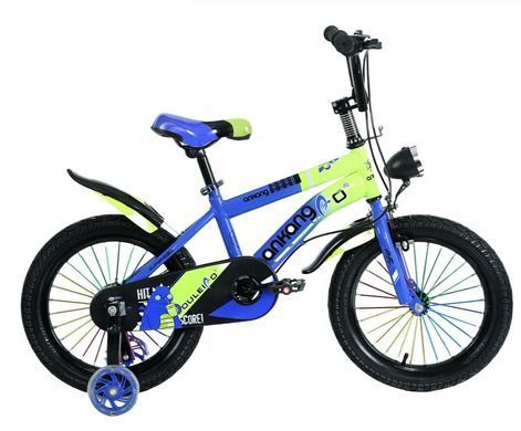 Велосипед двухколесный с фарой и страховочными колесами (16") BX-Т152 green-blue