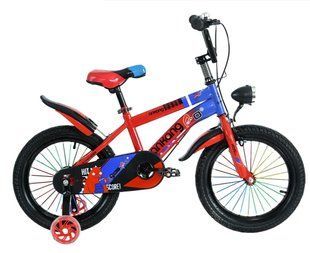 Велосипед двухколесный с фарой и страховочными колесами (16") BX-Т152 red-blue