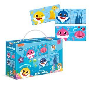 Дитячий пазл Dodo Baby Shark. З'єднай кольори (12 пазлів, 24 дет.) 200586