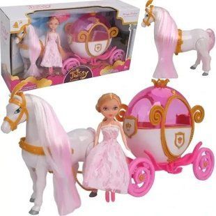 Игрушечная карета с лошадью и куклой (15,5 см) 121A