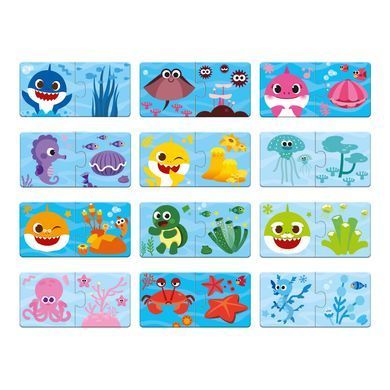 Детский пазл Dodo Baby Shark. Соедини цвета (12 пазлов, 24 дет.) 200586