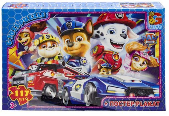 Пазл Paw Patrol/Щенячий патруль + постер G-Toys (117 дет.) PW0877