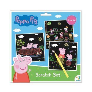 Набір Гравюр Peppa Pig Dodo 200185, Свинка Пеппа, ДоДо, 3 картинки, царапка, дитяча творчість, scratch