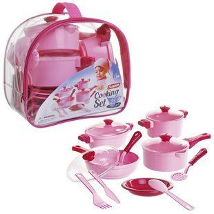 Детский набор посуды Cooking Set Юника 1757 в сумке розовый 25 pcs кастрюли сковорода приборы игрушка кухня