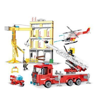 Конструктор Cogo Fire Пожежне реагування 3621, пожежна станція, 613 деталей, фігурки вертоліт, блоковий, сумісний