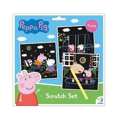 Набір Гравюр Peppa Pig Dodo 200186, Свинка Пеппа, ДоДо, 3 картинки, царапка, дитяча творчість, scratch