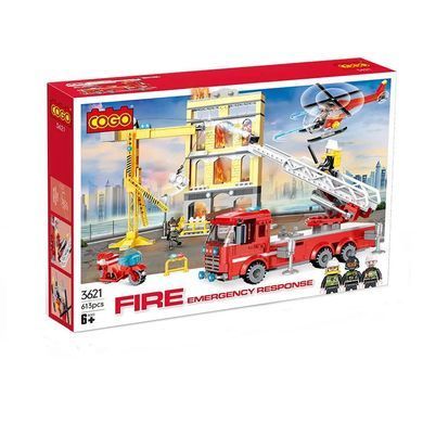 Конструктор Cogo Fire Пожежне реагування 3621, пожежна станція, 613 деталей, фігурки вертоліт, блоковий, сумісний