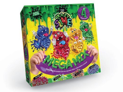 Дитячий набір для дослідів Crazy Slime 4 в 1 Danko Toys SLM-03-01U світиться слайм лизун блискітки своїми руками для дітей