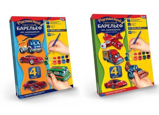 Розписний гіпсовий барельєф на магнітах Danko Toys, РГБ-02-01,02,03...12, Набір для творчості, фігурки, гіпс.