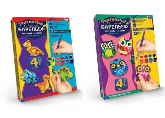 Розписний гіпсовий барельєф на магнітах Danko Toys, РГБ-02-01,02,03...12, Набір для творчості, фігурки, гіпс.