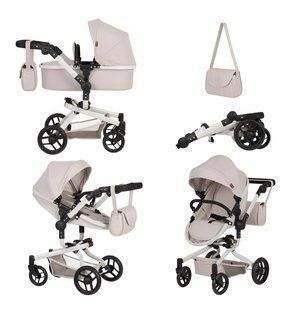 Коляска для ляльки 2 в 1 CARRELLO FORTUNA (з сумкою) 9695+BAG LIGHT GREY