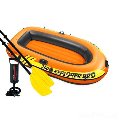 Надувная лодка Explorer Pro 200 Set Intex 58357 пластик весла мини насос на море речку лодка Интекс