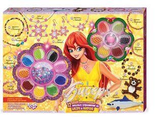 Набор для творчества Бисер + Фенечки Danko Toys БФ-01, креатив для детей, бисер, кристаллы, браслеты, девочке,