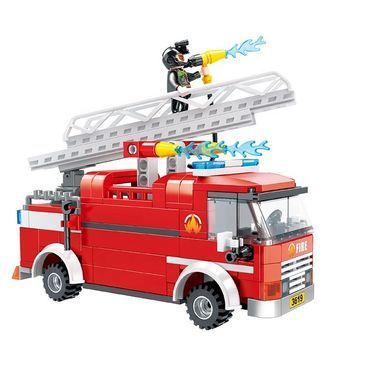 Конструктор Cogo Fire Пожежа 3619, машина, дерев'яний будиночок, блоковий, 411 дет., іграшка