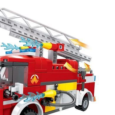 Конструктор Cogo Fire Пожежа 3619, машина, дерев'яний будиночок, блоковий, 411 дет., іграшка