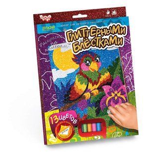 Розмальовка глітерними блискітками Danko Toys РГН-02-01 набір для дитячої творчості картина за номерами для дітей