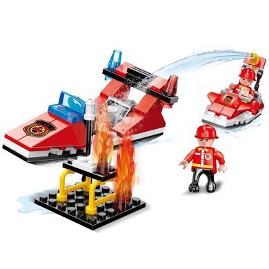 Конструктор Cogo Fire Пожарная служба 3018, техника, 86 -111 деталей, фигурка, блочный, совместим